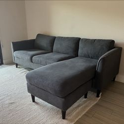 Dark Gray Modern L-Shape Sofa — Reversible Chaise