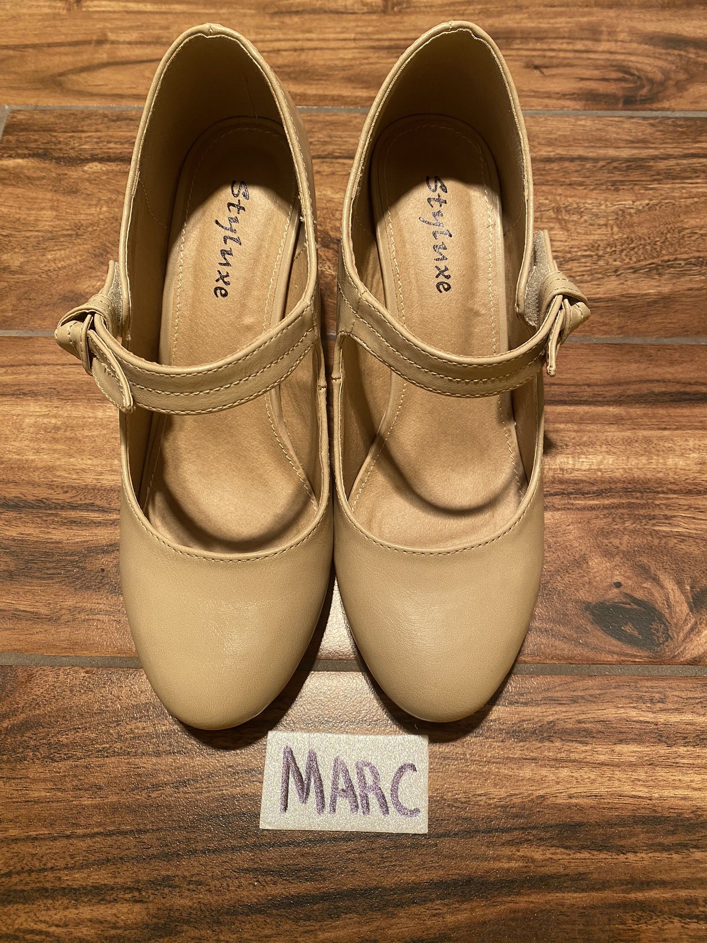 Tan Heels With Velcro Strap 