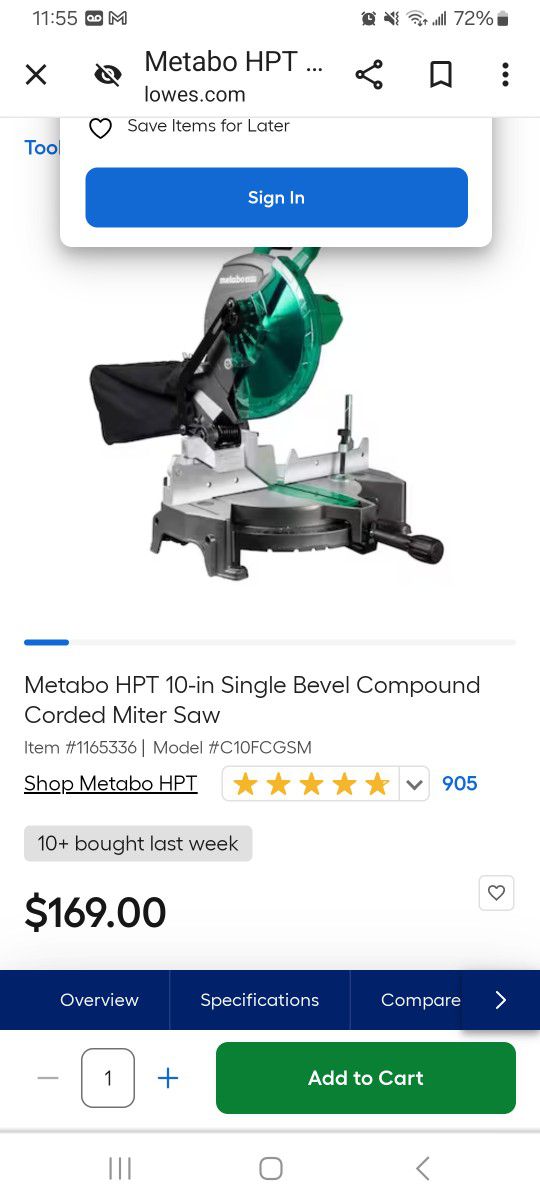 METABO 10 INCH COMPOUND MITER SAW .