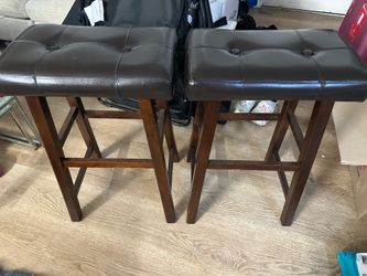 Set of Two Brown Bar Stools