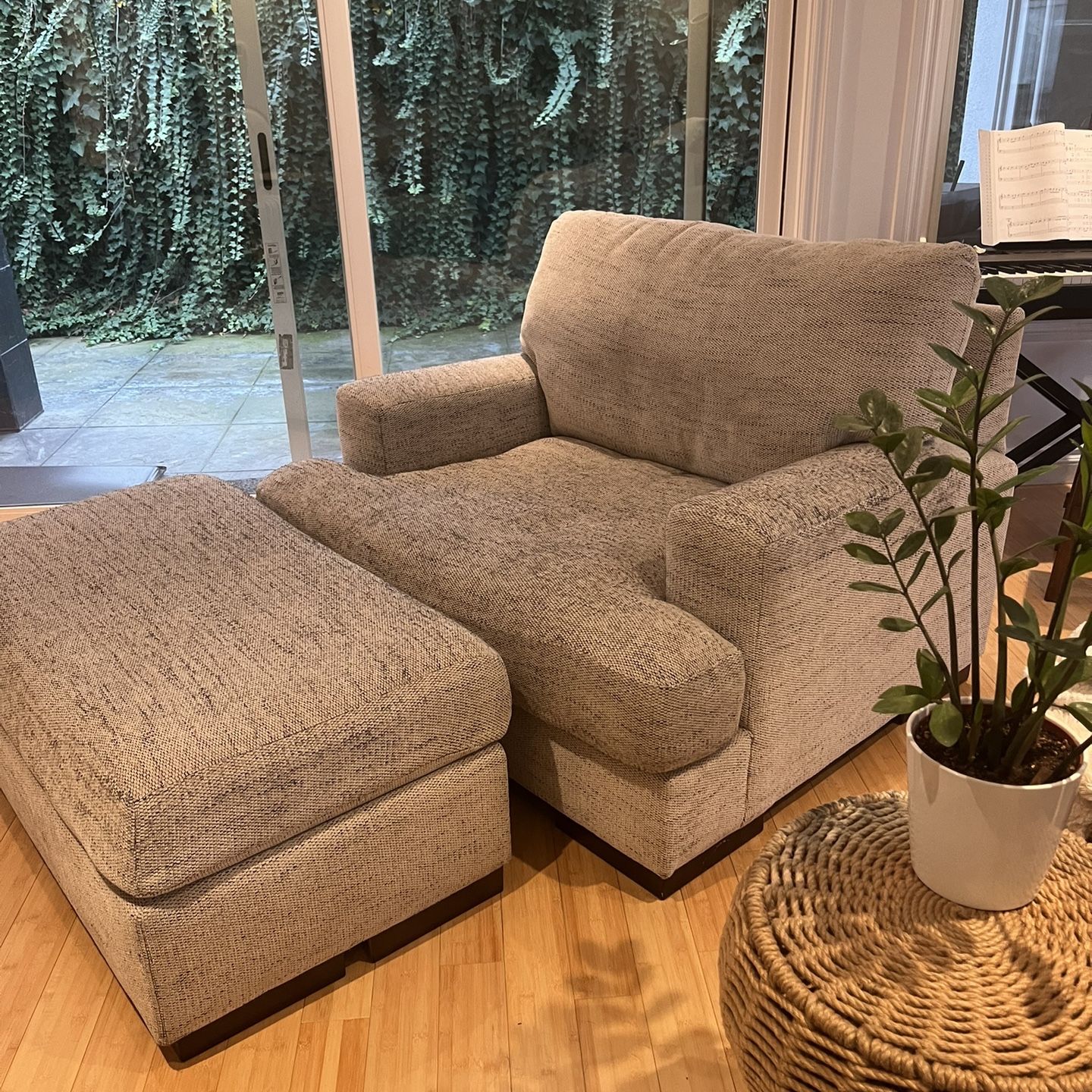 Oversized Grey Upholstered Chair