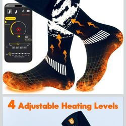 Rechargeable Heated Socks for Men Women 6000mAh APP Control for Winter Outdoor Working Hiking Skating Camping Hunting