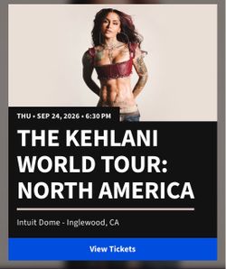Kehlani INGLEWOOD Concert Ticket 9/24/26