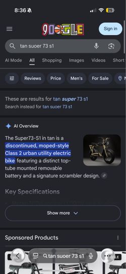 Super 73 tan s1 e bike
