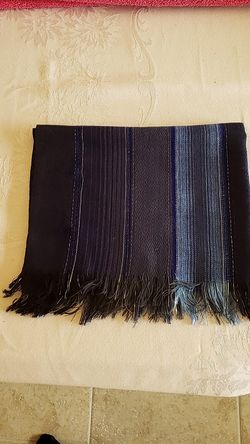 New Blue Glittery Scarf from Ecuador 6 x 2 3/4 Feet Fringed Edges