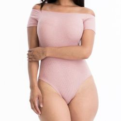 Pink Ribbed Bodysuit Size M