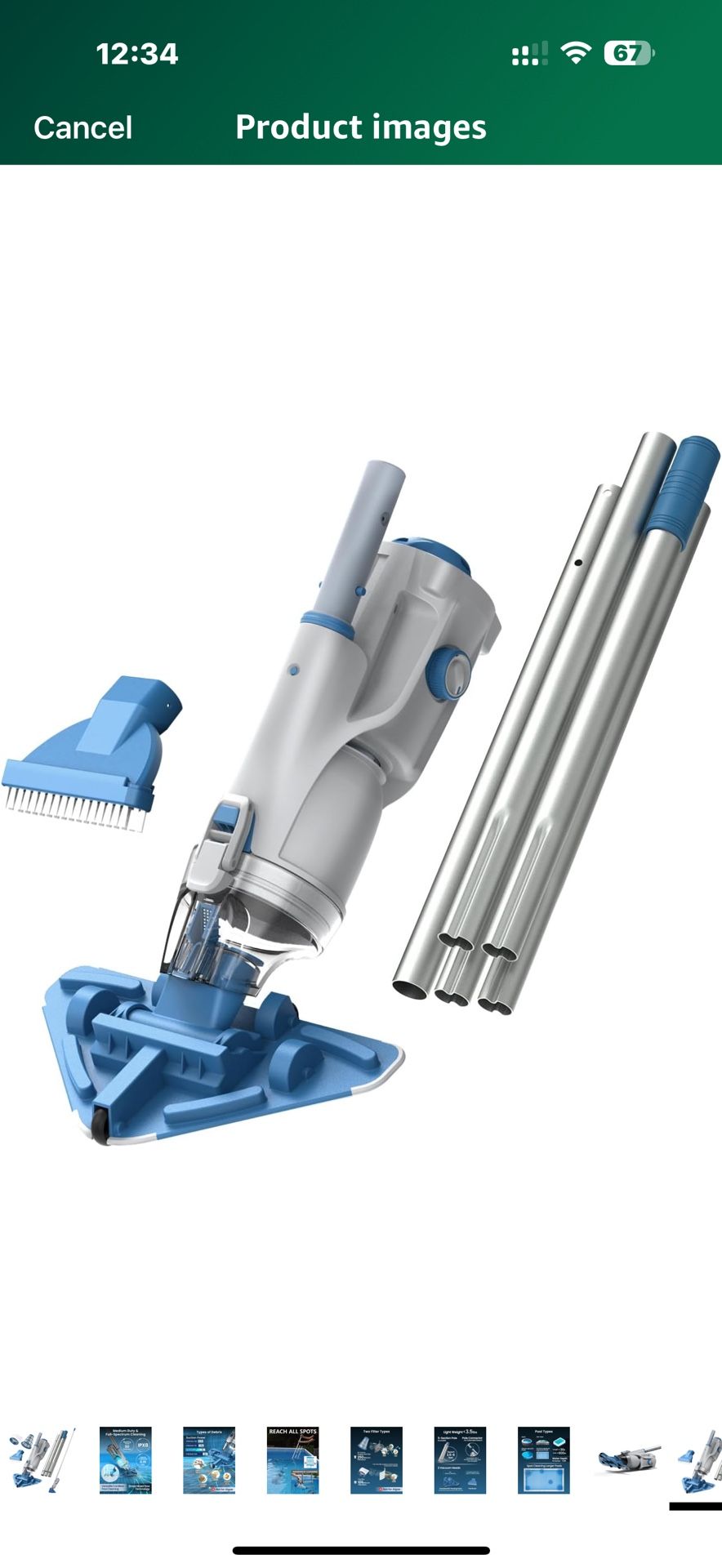 New KOKIDO 2025 Cordless Pool Vacuum with 72β Pole, Standard & Fine Interchangeable Filters, Ideal for spot Cleaning, 2 Vac Heads, Spot Clean, for Sma