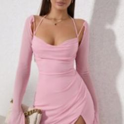 Pink Short Off The Shoulder Dress