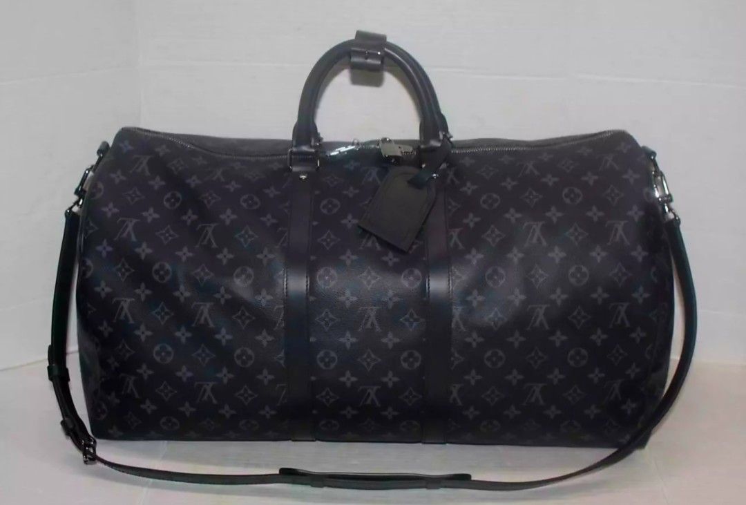 Louis Vuitton Monogram Eclipse Keepall 55 Bandouliere  Duffle Bag