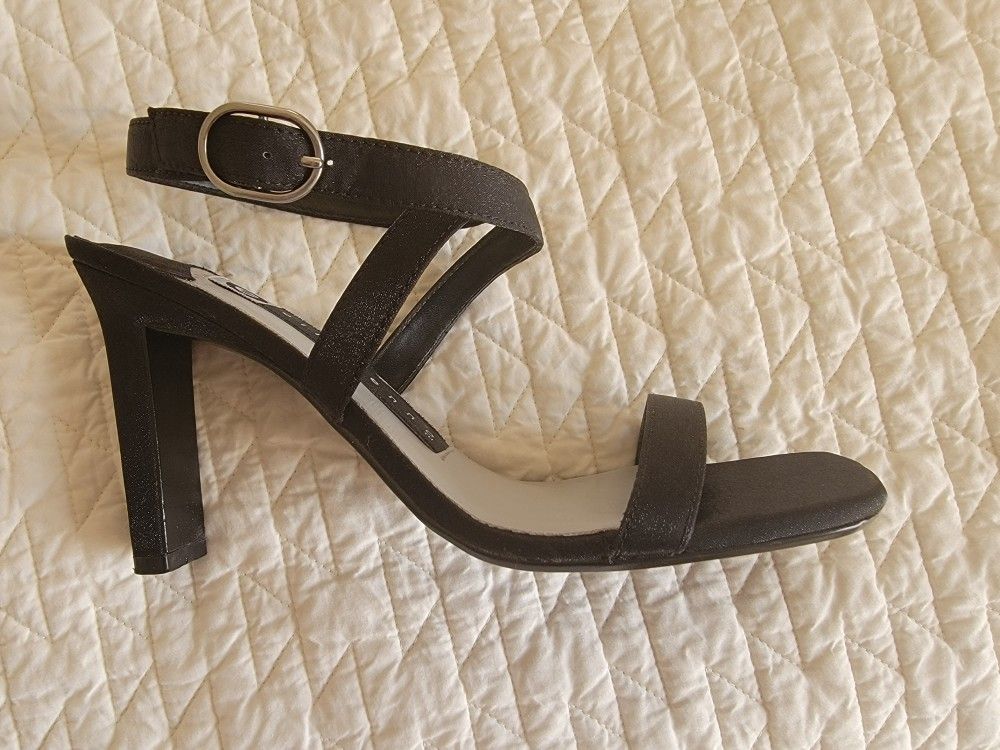 Black Satin High Heel Sandles