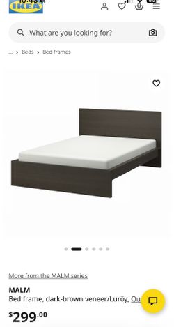 Queen size IKEA Dark Wood Bedframe and mattress, excellent condition