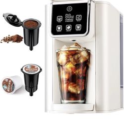Hot & Iced Coffee Maker W/Bold Setting Single Serve Coffee Maker Reusable Filter