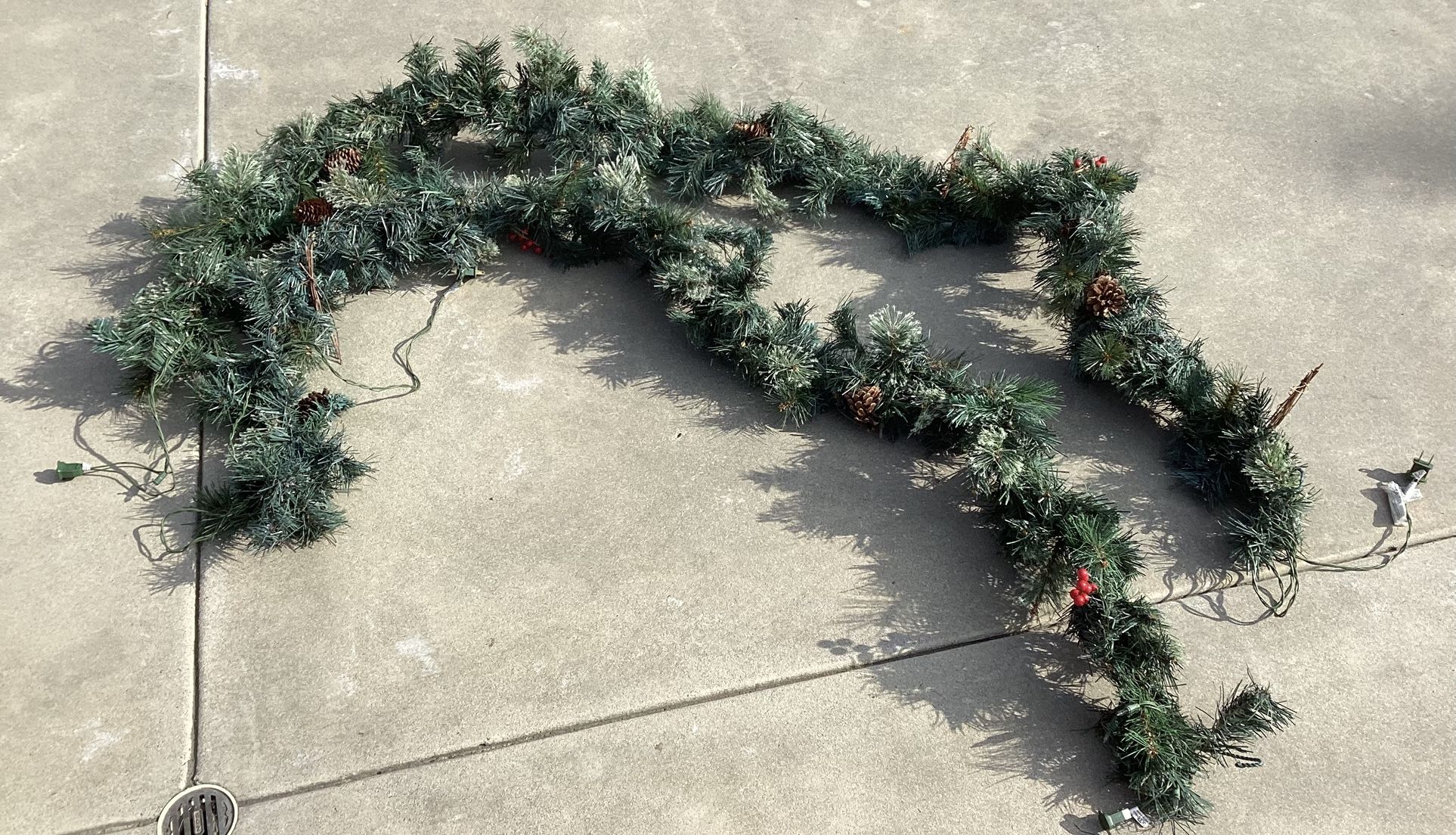 6 Strands Of Outdoor Garland. Lighted And Decorated. 8’ - 9’ Long