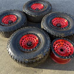 (5) Candy Red 17” Fuel Zephyr Wheels For Jeep Wrangler Gladiator With 37” BFG K02 All-Terrain Tires