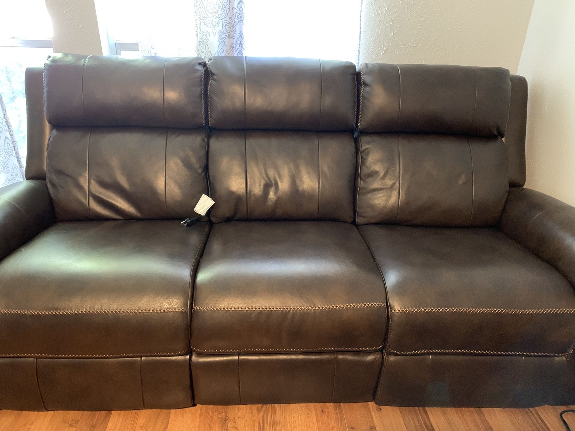 Stetson Chocolate Leather 87" Power Reclining Sofa With Power Headrest & Lumbar