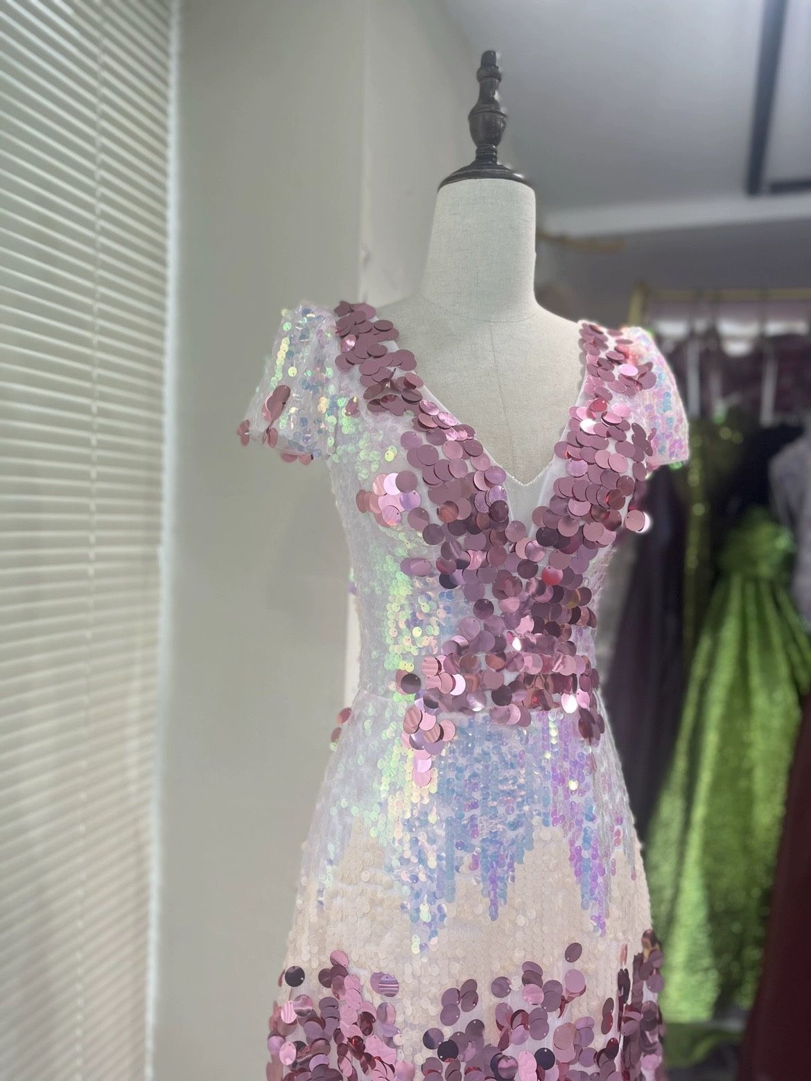 Evening gowns, runway outfits, party dresses—I only wore them once for a runway show. The same wasn't available in the US; it was ordered from oversea