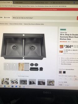 Glacier Bay 33in.Drop-In Double Bowl 18Gauge Gunmetal Black Stainless Steel Workstation Kitchen Sink