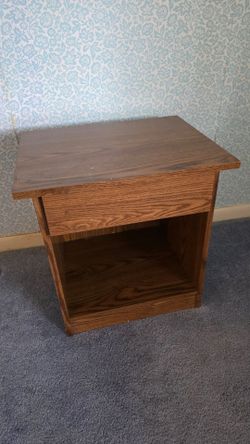 Wood Nightstand with Open Shelf