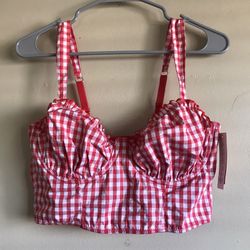 Red White Gingham Crop Top Cowgirl Dorothy Picnic Babe And More!