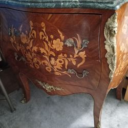 Vintage Bombay Chest w Marble (Removable) Top
