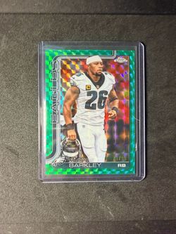 2025 Topps Chrome 248 Saquon Barkley Image Variation Green Geometric /99
