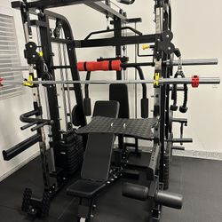 Smith Machine 300 | Adjustable Bench | 245lb Cast Iron Olympic Weights | 7ft Olympic Bar | Fitness | Gym Equipment | FREE DELIVERY/INSTALLTION 🚚 
