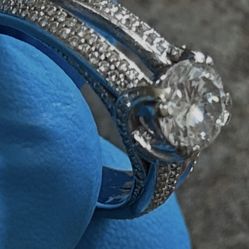 Beautiful Wedding Ring, 1.25 Ct Real Diamond, 14k White Gold Band