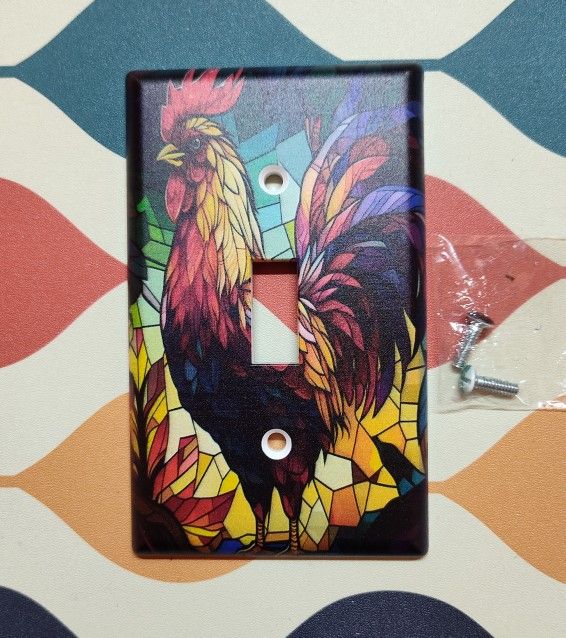 Stained Glass Design Rooster Light Switch Cover Plate For Home Decor Kitchen Decor