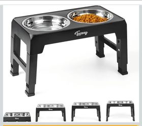 Toozey Elevated Dog Bowl Stand with Two Stainless Steel Bowls
