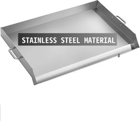 32" x 18" Heavy Duty Double Bottom Stainless Steel Griddle for BBQ, Grill or Stove 