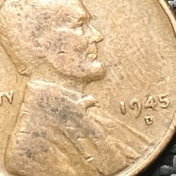 1945 D Lincoln Wheat Cent Penny Coin 