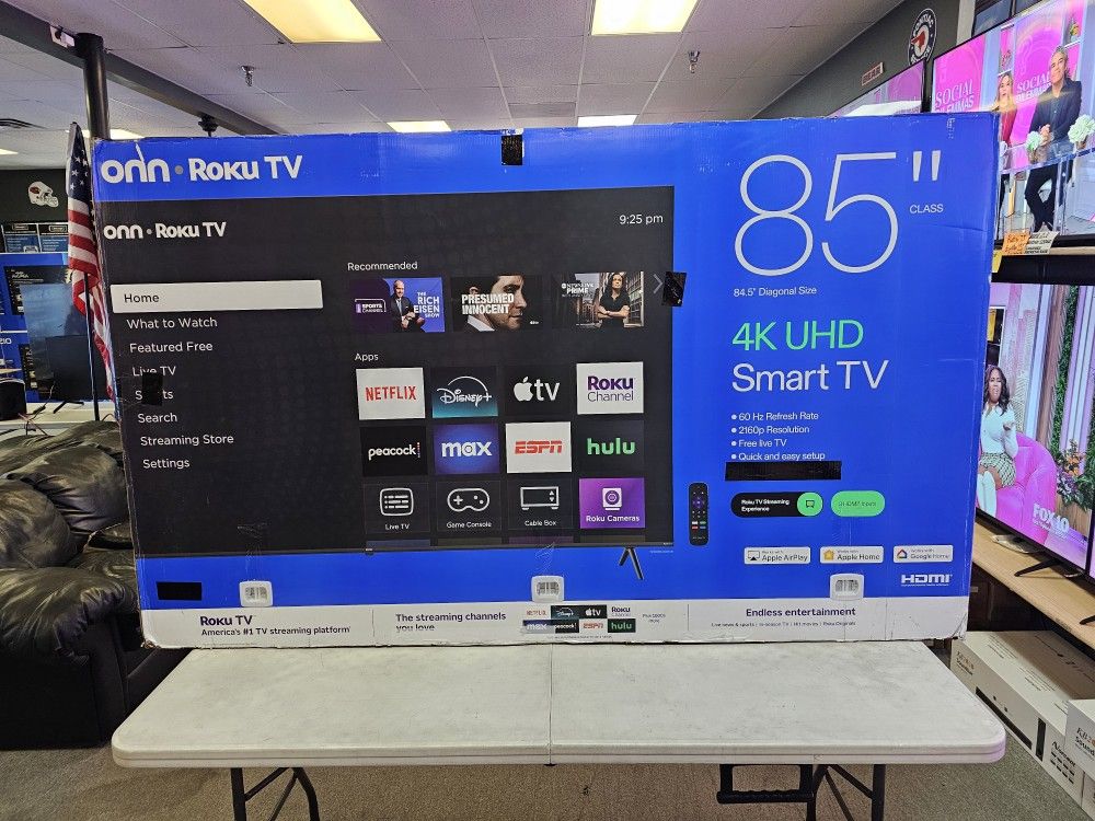 ONN 85 INCH UHD TV'S IN STOCK AIR PLAY BLUETOOTH W/WARRANTY - PAYMENT PLANS