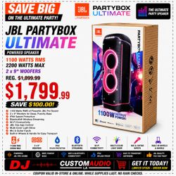 JBL PartyBox Ultimate Powered Speaker LED Lights Bluetooth Wi-Fi 2200 Watts Max 🚨 Payment Options Available 🚨 No Credit Needed 🚨