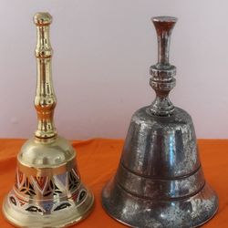 Two Small Decorative Metal Dinner Bell
