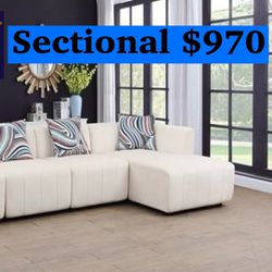 Brand New Sectional Sofa Couch White Microfiber 