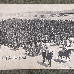 Vintage Postcard 1910s 'Off for the Front' Troops Chicago Daily News War Postals