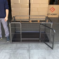 New $95 Heavy-Duty Dog Pet Playpen with Plastic Tray Indoor Outdoor Cage Kennel 4-Panel, 49x32x28” 