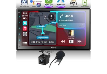 ATOTO 7inch Full Touchscreen Car Stereo Double DIN, Wireless CarPlay & Wireless Android Auto, Car Radio with Bluetooth, MirrorLink, HD Live Rearview w