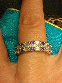 Beautiful 925 stamped Silver and white gold filled Muti Sapphire Ring / Size #5 NEW Jewelry 💜💍💜💍💜