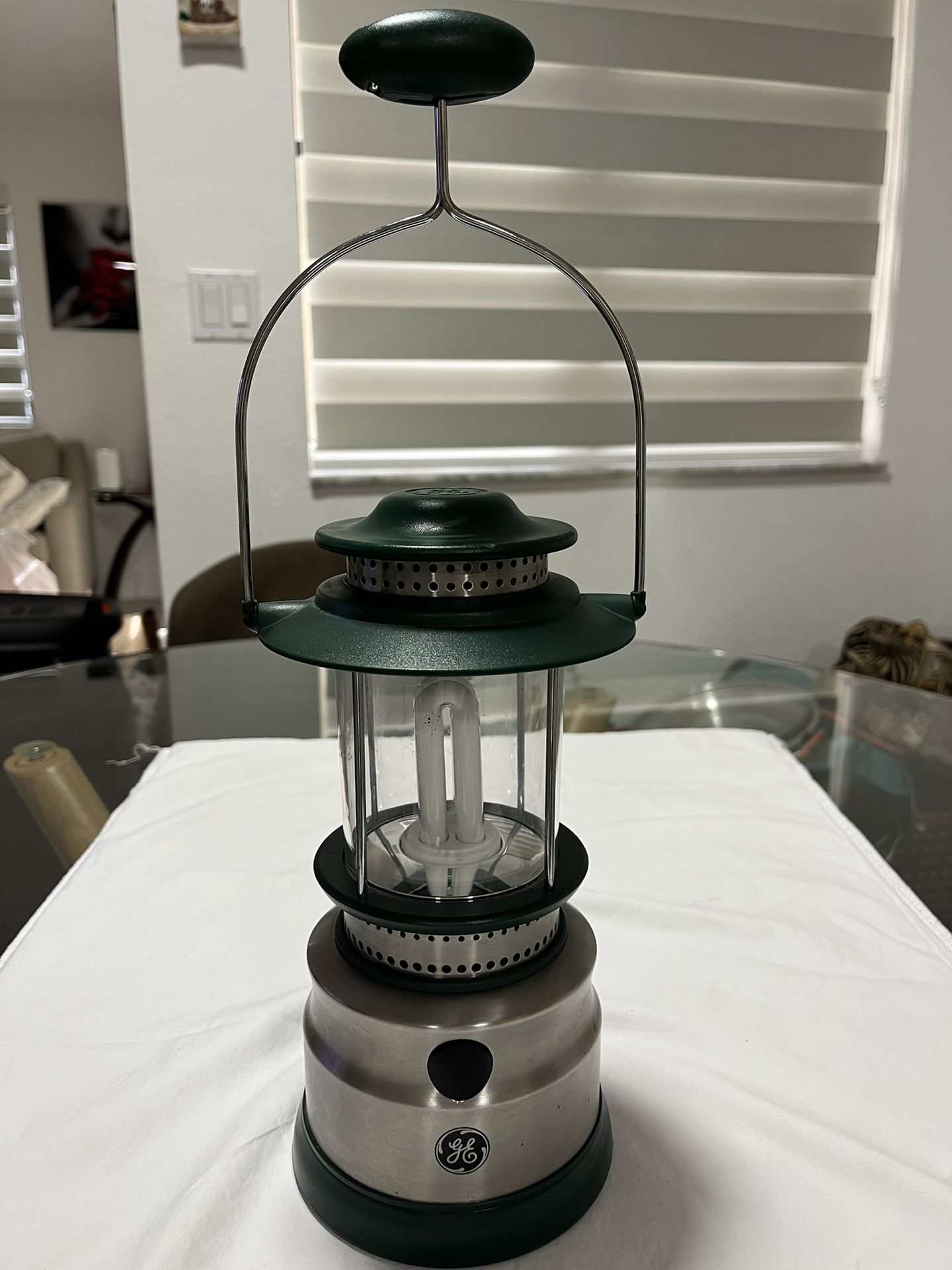 GE SteelBeam 17000 Fluorescent Camping Lantern w/Hook & Weather Resistant Green
