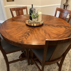 Stunning High-End Solid Wood Mahogany Veneer Dining Table - 6 Chairs