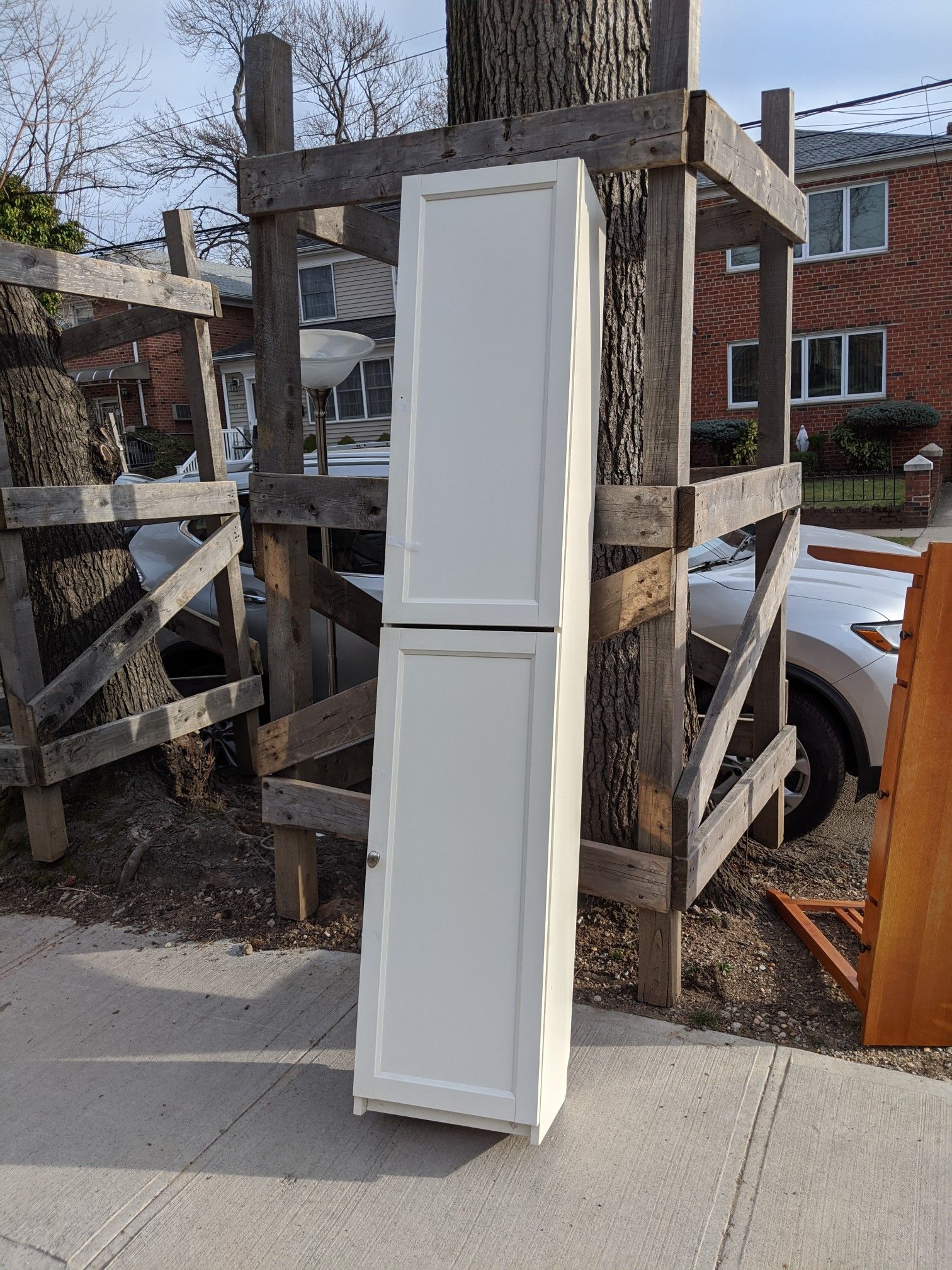 Curb alert desk and tall Ikea cabinet