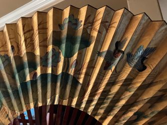 Large Decorative Asian Hand-Painted Folding Fan