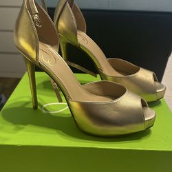 WOMENS SIZE 9 SAM EDELMAN FLORENCIA GOLD LEATHER