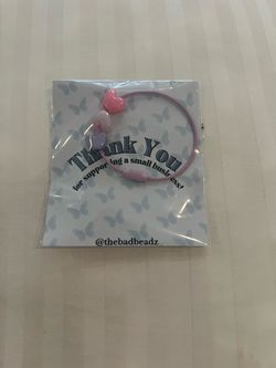 Heart Charm Bracelet Pink Wire Bangle