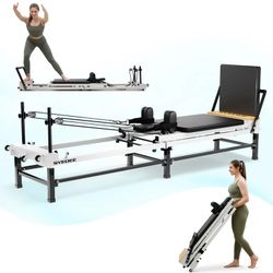 Foldable Pilates Reformer with Jump Board, Pilates Machine for Home Gym,220lbs Resistance Pilates Equipment