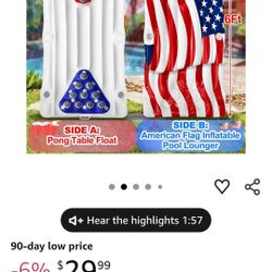 2 In 1 American Flag Pool Float And Pong