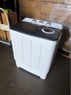 Portable Washing Machine Twin Tub - 28lbs Compact Washer(18lbs) and Dryer(10lbs) Combo with Drain Pump - Mini Laundry Machine for Apartments, Dorms, R