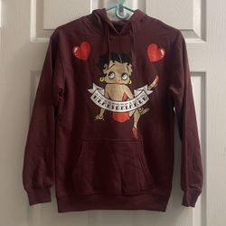 Brand New Dark Cherry Betty Boop Sweatshirt W Hoodie Size XXS Juniors
