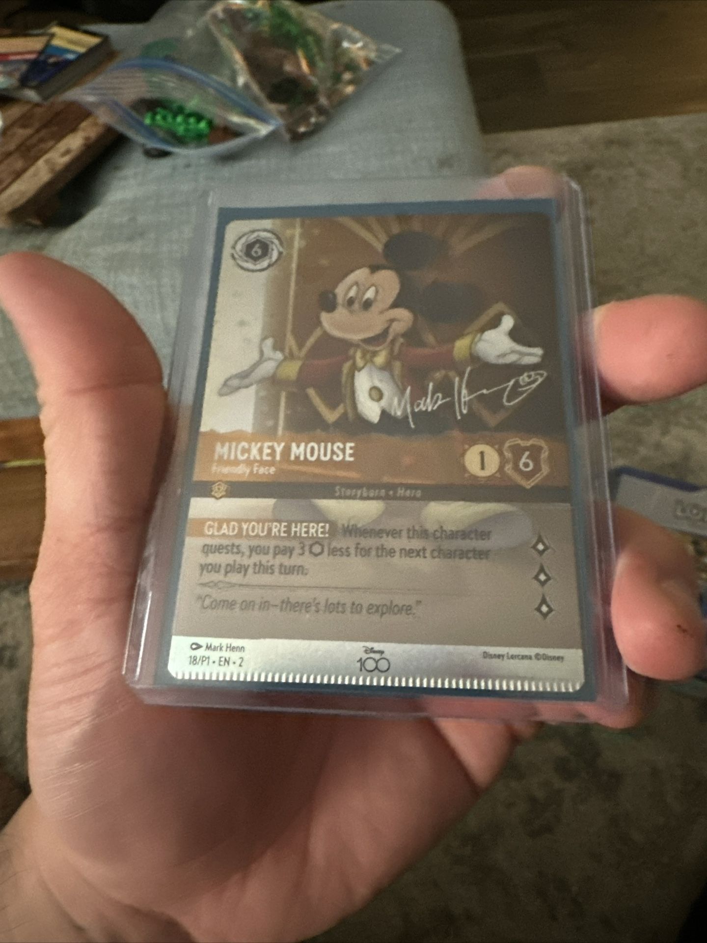 2023 Disney Lorcana Mickey Mouse D100 Promo Holo Foil ERROR CARD - CRIMPED